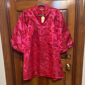 JODIFL Vibrant Red Textured Tunic
